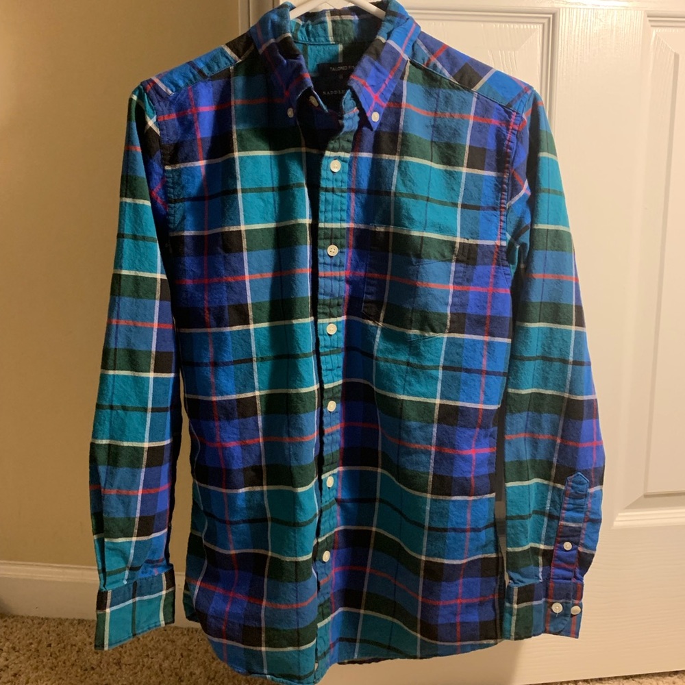 Plaid long sleeve casual button down